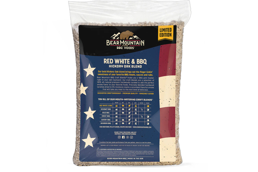 Bear Mtn. 20LBS BBQ Craft Blend Pellets Red White Blue 